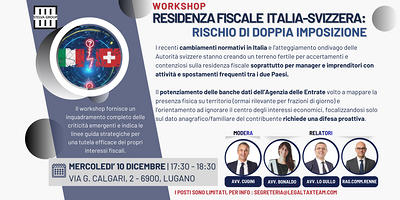 Workshop "Residenza fiscale Italia-Svizzera"