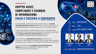 Workshop: “Crypto-asset, compliance e scambio di informazioni: Italia e Svizzera a confronto”